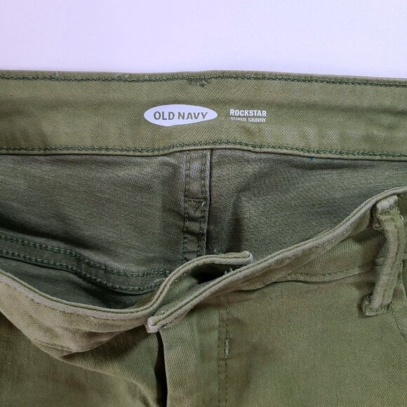 Old Navy Size 14 Rockstar Super Skinny Stretch Mid Rise Olive Green Denim Jeans - Picture 4 of 11